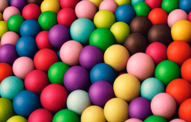 Fototapeta na wymiar Colorful plastic balls background. Top view of colorful plastic balls. Generative AI