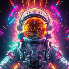Obraz na płótnie Canvas Astronaut on Abstract Bright Background