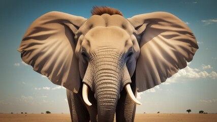 Fototapeta na wymiar elephant, wildlife, safari, animal, mammal, trunk, big, nature, wild, ivory, tusk, tusks, large, pachyderm, huge, kenya, baby, addo, elephants, ears, park, bull, african elephant, tourism