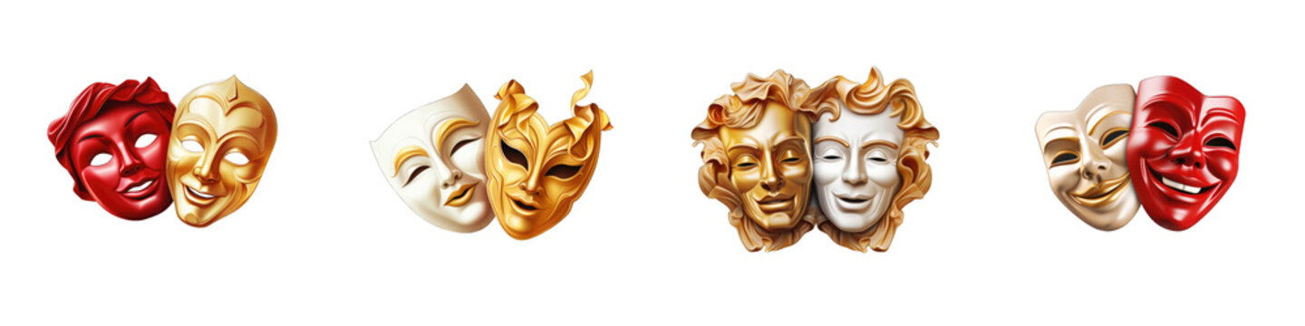 Theatre Masks clipart collection, vector, icons isolated on transparent background
