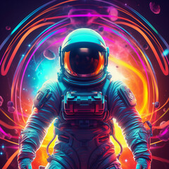 Astronaut on Abstract Bright Background