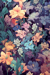 flowers in the garden,flowers,nature,purple,plant,AI generated