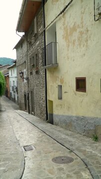 Beautiful narrow alleys in Boltaña old town, Huesca (Spain)