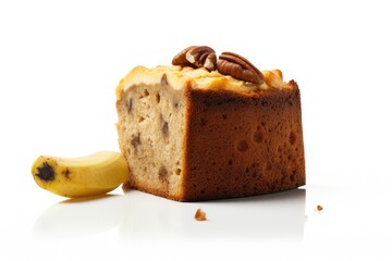 Banana Cake, Pastry, Dessert with Yellow Fruit Slices, Abstract Generative AI Illustration