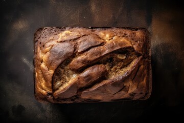 Banana Bread Cake, Pastry, Dessert with Yellow Fruit Slices, Abstract Generative AI Illustration