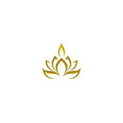 Candle and lotus symbol icon logo design template isolated on white background