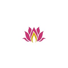 Candle and lotus symbol icon logo design template isolated on white background