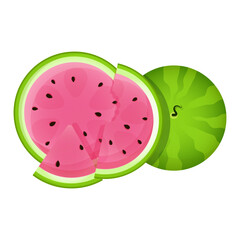 Composition of different juicy slices of watermelon
