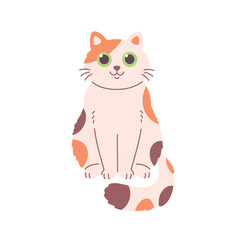 Cute cat. Domestic pets, feline activities. Vector illustration in flat style