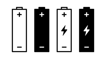 Vector battery icon. High quality black style vector icon. AA, AAA baterry symbol set. Batteries logo.