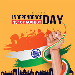 happy independence day India.15th August saffron color background. abstract vector illustration design