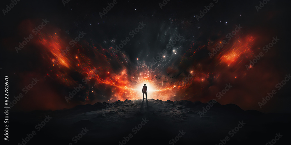 Canvas Prints man standing in the middle of a dark space