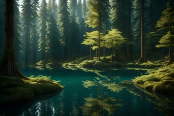 beautiful forest and nature landscape Generated Ai technology