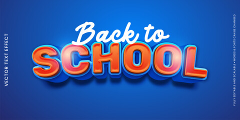 Vector back to school with text editable three dimension style