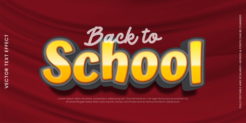 Vector text back to school with 3d style effect