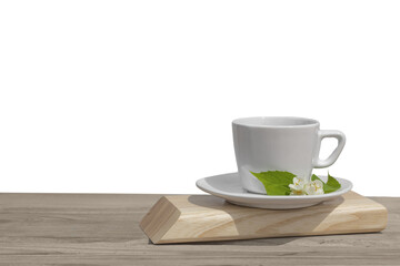 Cup of tea with jasmine, isolated on white