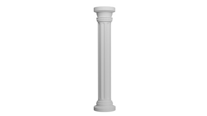 Fototapeta premium Classic marble antique column pillar isolated on white and transparent background. Column concept. 3D render