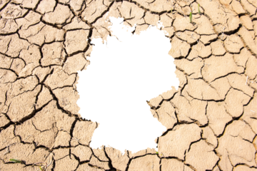  map of Germany as symbol for heat and dryness and climate change