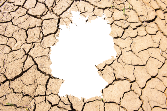  map of Germany as symbol for heat and dryness and climate change