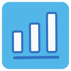 profit financial graph flat icon in blue square.