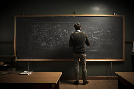 Young Sexy Teacher Writing Blackboard Chalk Stock Photo by ©VitalikRadko  177193686