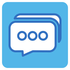 chat message flat icon in blue square.