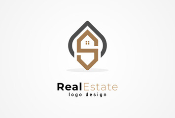 Real Estate Logo, Letter S with home combination, suitable for Architecture Building apps logo design