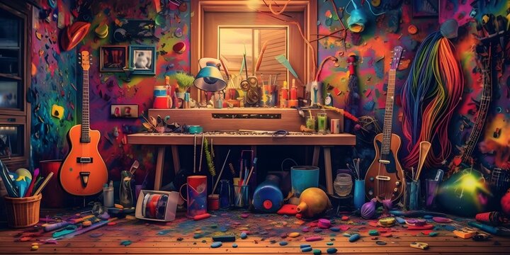 Experience the joy of DIY with this vibrant and colorful image, perfect for any hobby enthusiast. Generative ai.