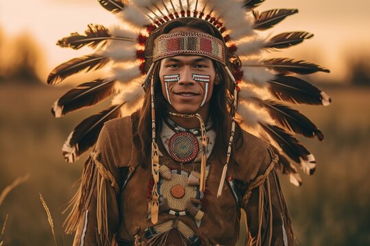 Native American. Portrait of Indian young man.