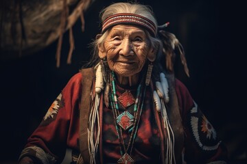 Native American. Portrait of Indian old woman.