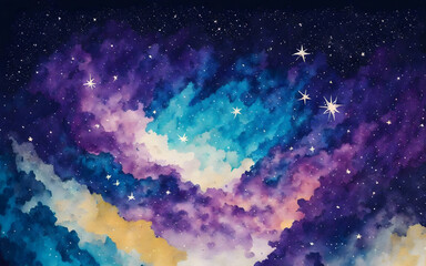 Beautiful watercolor starry sky background