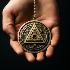 esoteric amulet on a chain - obrazy, fototapety, plakaty
