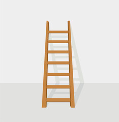 Illustration of a ladder leaning against a gray wall.