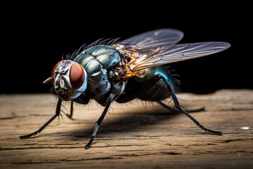 fly on wooden surface