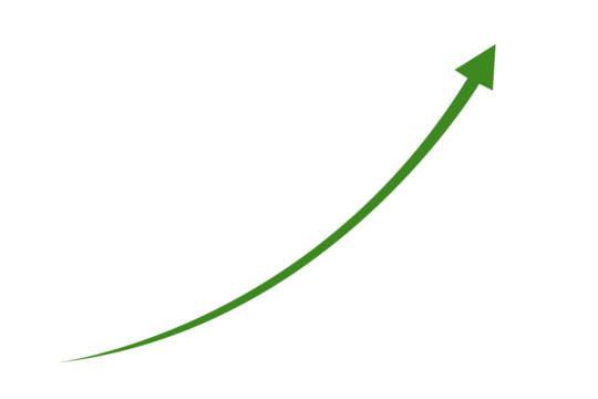 green curved graph with arrow moving up png file type