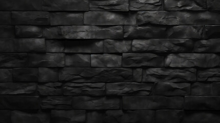 black brick wall background. dark stone texture, Generative Ai