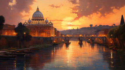 Fototapeta premium Rome Splendor, Generative Ai