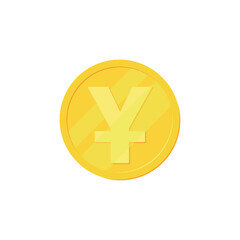 Obraz premium Gold yen coin. Isometric golden money icon. Chinese yuan symbol. Vector illustration isolated on white.