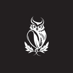 Owl - vector illustration. Icon, logo design in carton, doodle style. Black and white