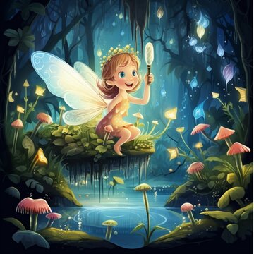GRAPHIC The cute tooth fairy tale. and friends in the magic forest. with Generative AI