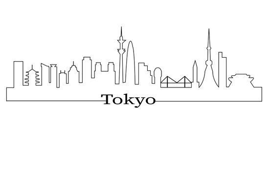 tokyo city skyline in black
