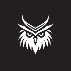 Owl - vector illustration. Icon, logo design in carton, doodle style. Black and white