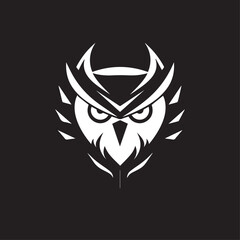 Owl - vector illustration. Icon, logo design in carton, doodle style. Black and white