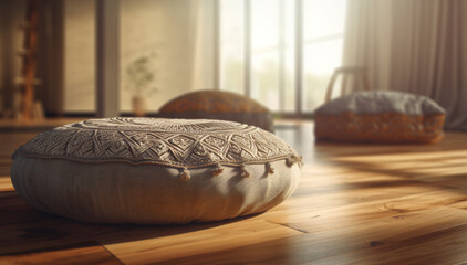 Pillow For Floor Sitting. Floor Pillow. Round Seat Floor Cushion