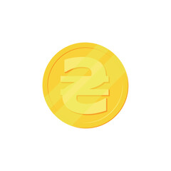 Golden hryvna coin symbol UAH on white background. Finance investment concept. Exchange Ukrainian currency Money banking illustration. Business income earnings. Financial sign stock vector.