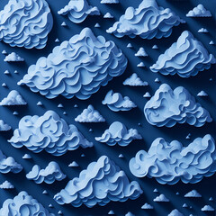 Paper style clouds. AI generated illustration