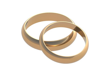 Wedding rings isolated on white background. 3d render