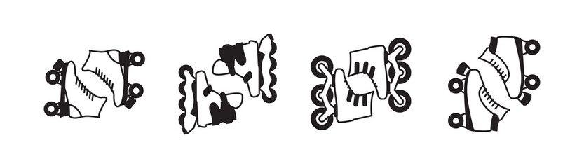 Roller skate icon vector Premium quality isolated rollerskating element in trendy style. roller skate icon line symbol.  Linear style sign for mobile concept and web design. roller skate illustration 