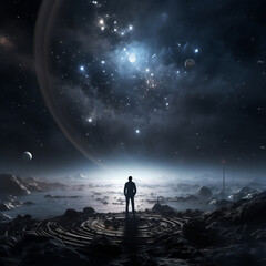 Obraz premium Alone in the Universe, AI Generated