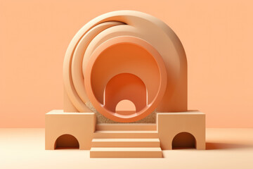 Fototapeta premium 3D geometric shapes abstract podium with arch